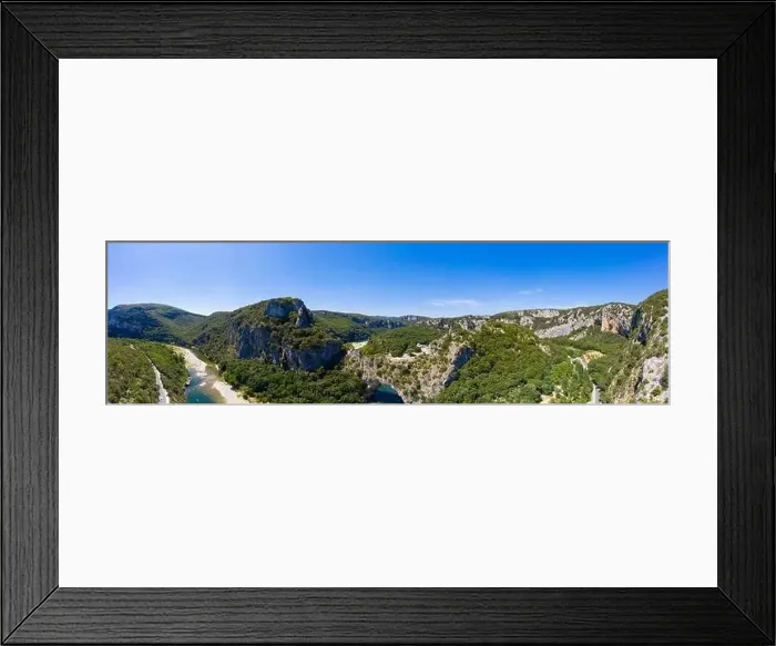 Framed Print : Aerial view of Narural arch in Vallon Pont D'arc in Ardeche canyon in France Framed Print : Aerial view of Narural arch in Vallon Pont D'arc in Ardeche canyon in France