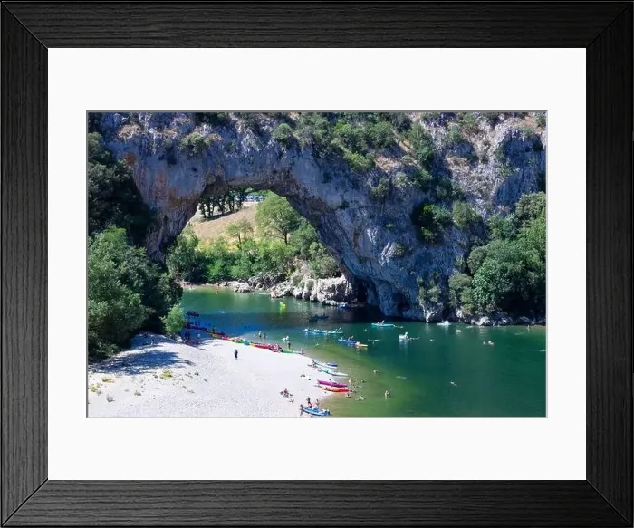 Framed Print : Aerial view of Narural arch in Vallon Pont D'arc in Ardeche canyon in France Framed Print : Aerial view of Narural arch in Vallon Pont D'arc in Ardeche canyon in France