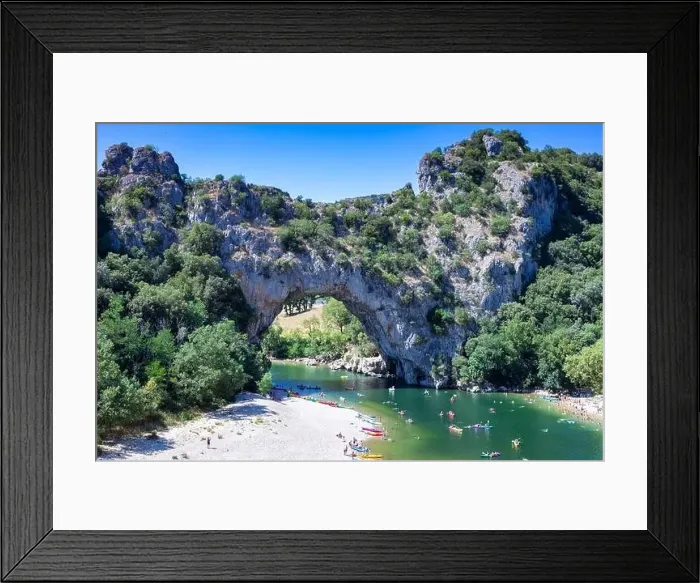 Framed Print : Aerial view of Narural arch in Vallon Pont D'arc in Ardeche canyon in France Framed Print : Aerial view of Narural arch in Vallon Pont D'arc in Ardeche canyon in France