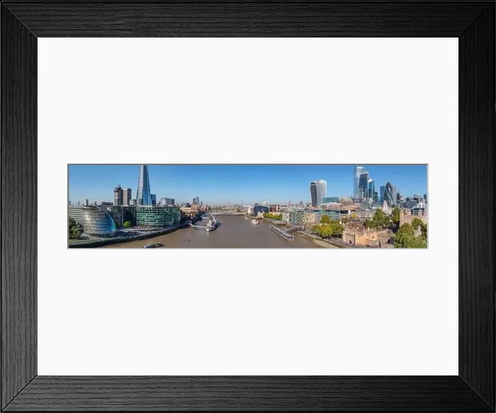 Framed Print : Aerial cityscape panorama of the Thames river on a sunny day with the City Hall Framed Print : Aerial cityscape panorama of the Thames river on a sunny day with the City Hall