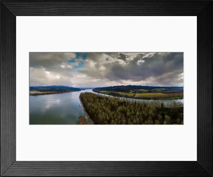 Framed Print : Aerial of little island along river Framed Print : Aerial of little island along river