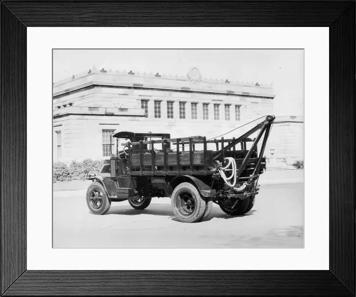 Framed Print : Tow truck, about 1927. Boston Wrecker is written in pencil on the photo's back Framed Print : Tow truck, about 1927. Boston Wrecker is written in pencil on the photo's back