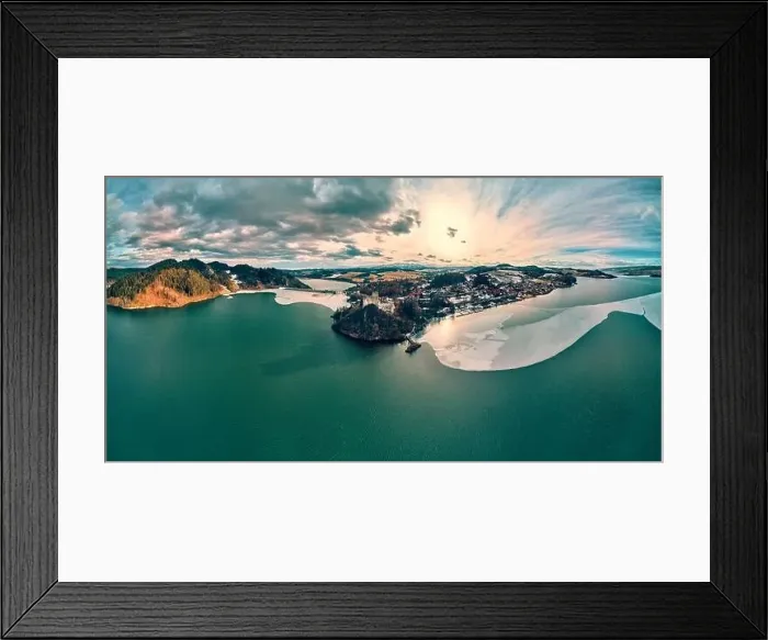 Framed Print : Beautiful panoramic aerial drone view to the Niedzica Castle also known as Dunajec Castle