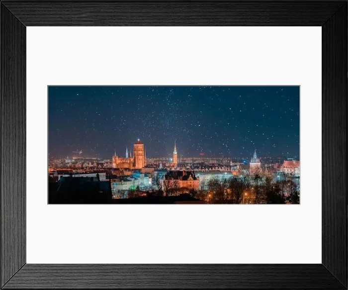 Framed Print : night panorama of Gdansk Framed Print : night panorama of Gdansk