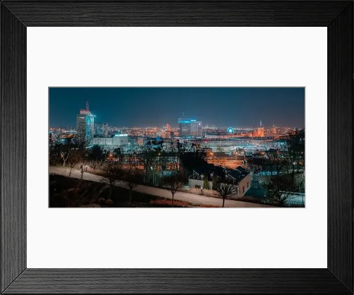 Framed Print : night panorama of Gdansk