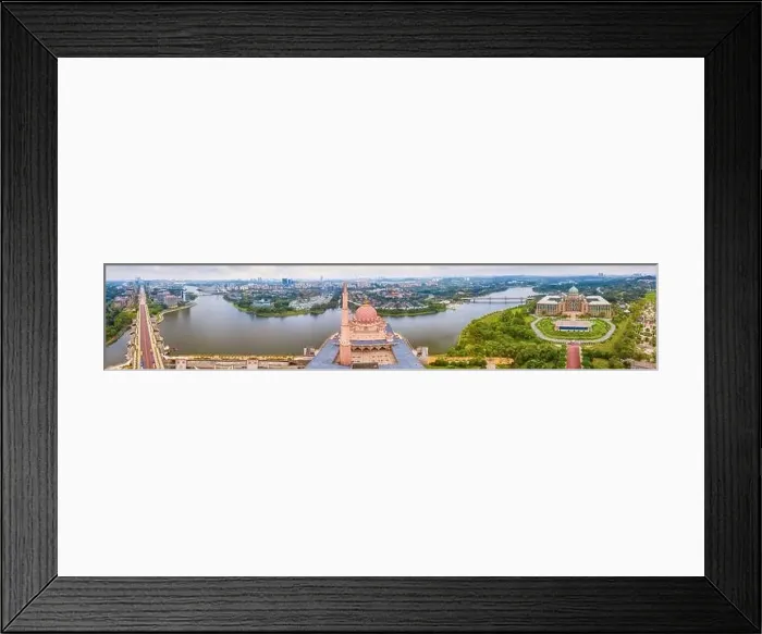 Framed Print : Aerial View Of Putra Mosque with Putrajaya City Centre with Lake at sunset in Putrajaya, Malaysia Framed Print : Aerial View Of Putra Mosque with Putrajaya City Centre with Lake at sunset in Putrajaya, Malaysia