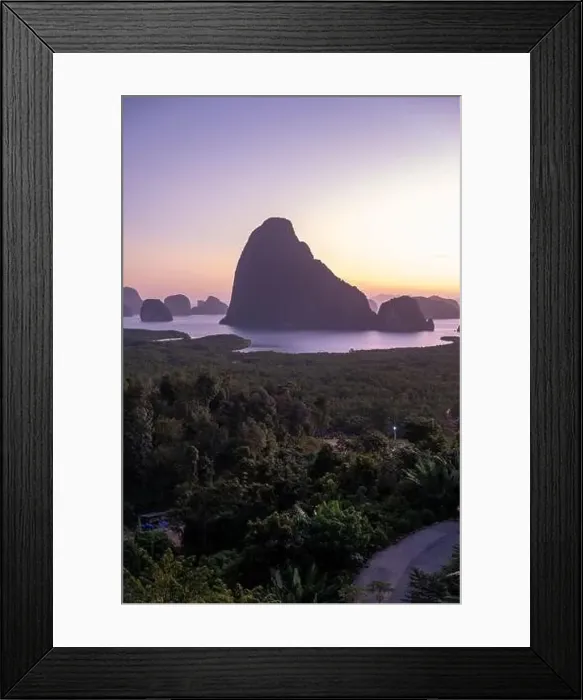 Framed Print : Aerial view over Phangnga Bay Thailand Phangnga, drone view over the lagoon during sunset Framed Print : Aerial view over Phangnga Bay Thailand Phangnga, drone view over the lagoon during sunset