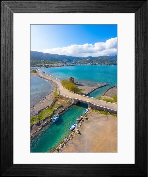 Framed Print : The famous canal of Elounda with the ruins of the old bridge, Crete, Greece Framed Print : The famous canal of Elounda with the ruins of the old bridge, Crete, Greece