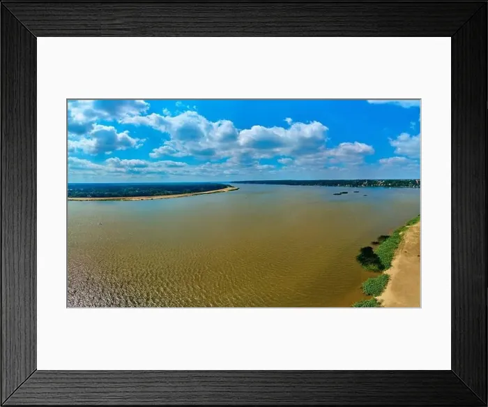 Framed Print : Beautiful panoramic aerial drone view to the place of connecting the Bug