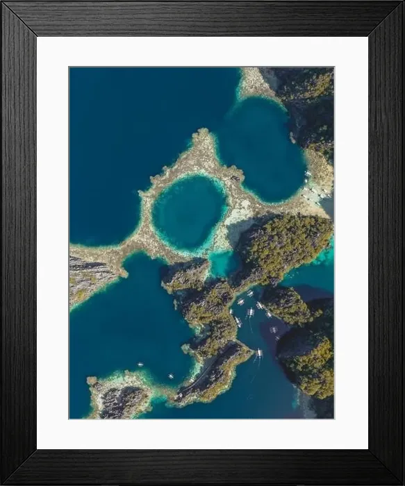 Framed Print : Aerial view of the Twin Lagoon in coron island, Palawan, Philippines Framed Print : Aerial view of the Twin Lagoon in coron island, Palawan, Philippines
