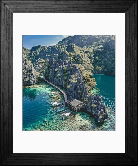 Framed Print : Aerial view of the Twin Lagoon in coron island, Palawan, Philippines Framed Print : Aerial view of the Twin Lagoon in coron island, Palawan, Philippines