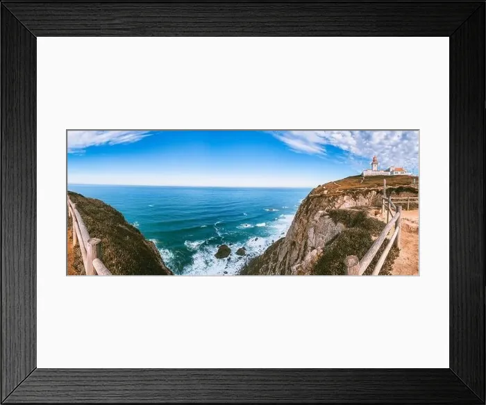 Framed Print : Cabo da Roca or Cape Roca is a cape which forms the westernmost point of the Sintra Mountain Range, of mainland Portugal Framed Print : Cabo da Roca or Cape Roca is a cape which forms the westernmost point of the Sintra Mountain Range, of mainland Portugal