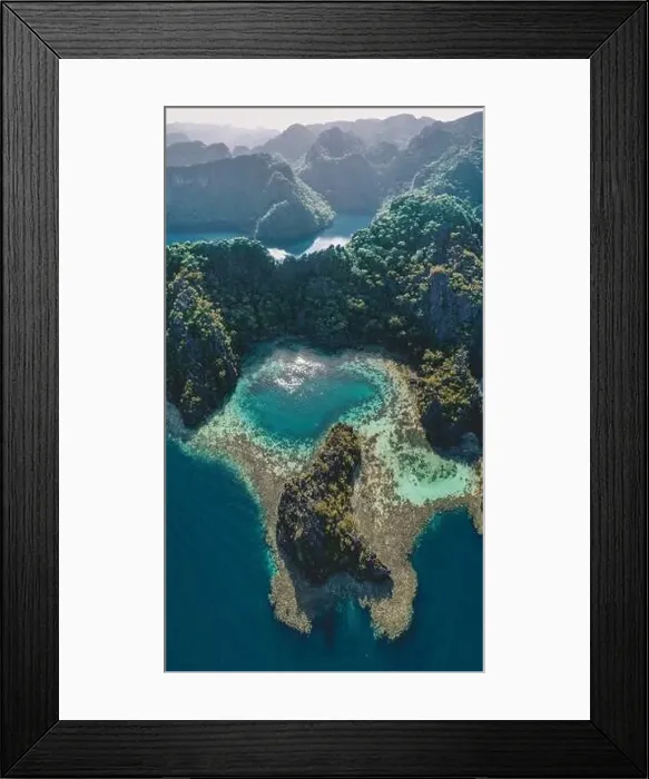 Framed Print : Aerial view of the Twin Lagoon in coron island, Palawan, Philippines Framed Print : Aerial view of the Twin Lagoon in coron island, Palawan, Philippines