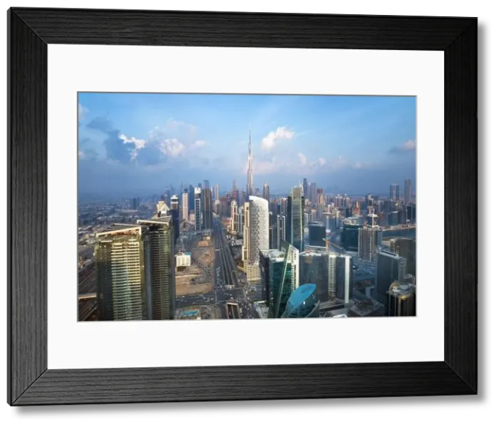 Framed Print : Dubai city skyline at sunset, United Arab Emirates Framed Print : Dubai city skyline at sunset, United Arab Emirates