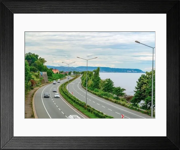 Framed Print : Surmene, Trabzon / Turkey August 07 2019: Black Sea Coastal Road Framed Print : Surmene, Trabzon / Turkey August 07 2019: Black Sea Coastal Road