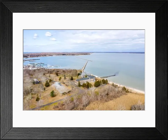 Framed Print : Drone image of Cormaria and Breakwater in Sag Harbor, NY Framed Print : Drone image of Cormaria and Breakwater in Sag Harbor, NY