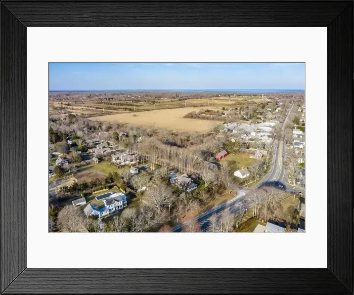 Framed Print : Drone image of Amagansett, NY in Winter looking East Framed Print : Drone image of Amagansett, NY in Winter looking East
