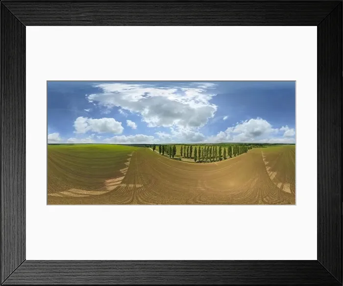 Framed Print : Summer landscape. Cloudy sky Green fields and yellow meadows Framed Print : Summer landscape. Cloudy sky Green fields and yellow meadows