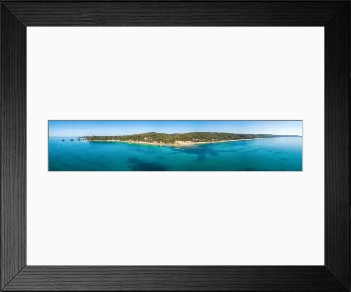 Framed Print : 180 degrees aerial panorama of ocean coastline in Australia Framed Print : 180 degrees aerial panorama of ocean coastline in Australia