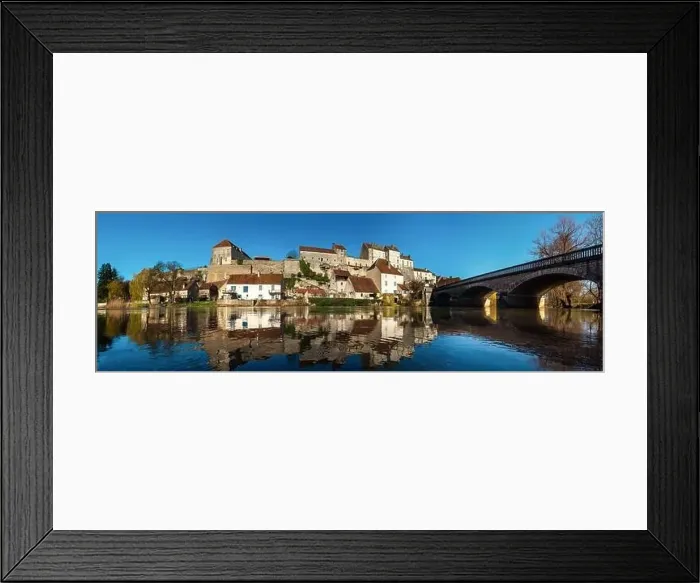 Framed Print : Panoramic view of Pesmes village in Burgundy, France, winter time Framed Print : Panoramic view of Pesmes village in Burgundy, France, winter time