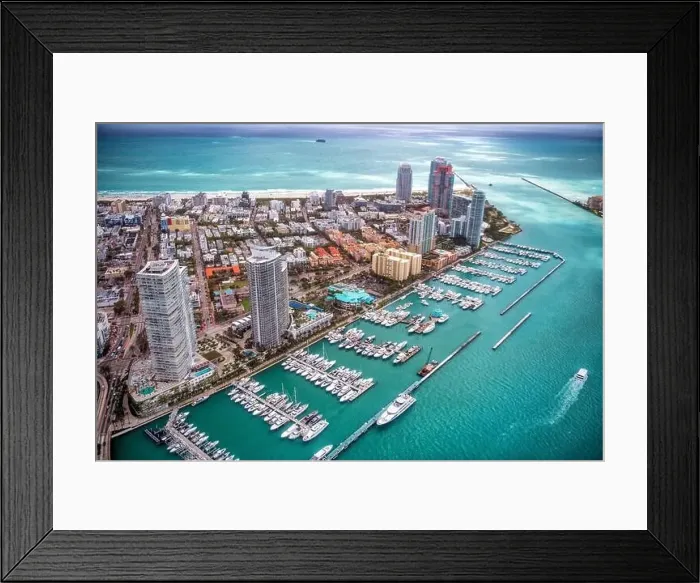 Framed Print : Aerial view of Miami Beach and South Pointe Park Framed Print : Aerial view of Miami Beach and South Pointe Park