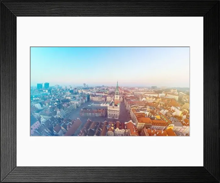Framed Print : Sunrise over Old Market and Town Hall in Poznan, Poland