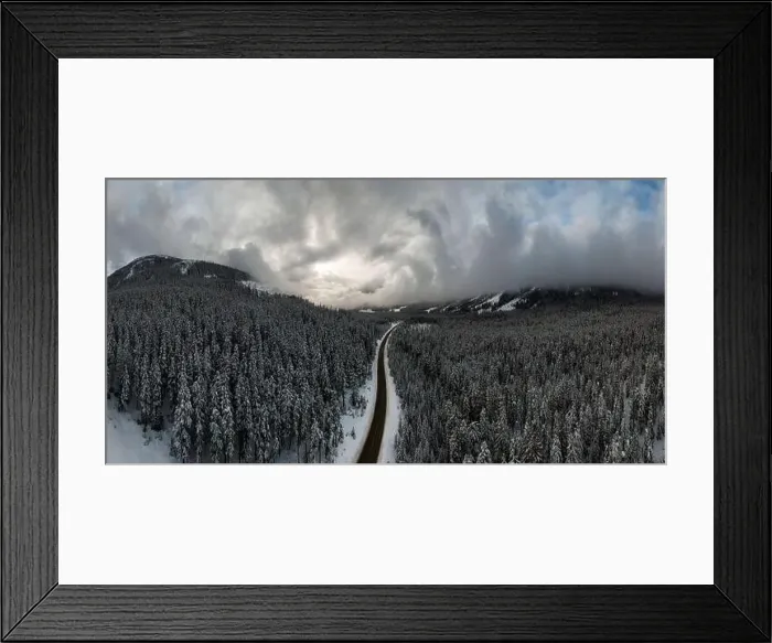 Framed Print : Aerial Panoramic Drone View of a beautiful Snow Covered Valley Framed Print : Aerial Panoramic Drone View of a beautiful Snow Covered Valley