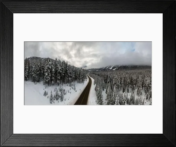 Framed Print : Aerial Panoramic Drone View of a beautiful Snow Covered Valley Framed Print : Aerial Panoramic Drone View of a beautiful Snow Covered Valley