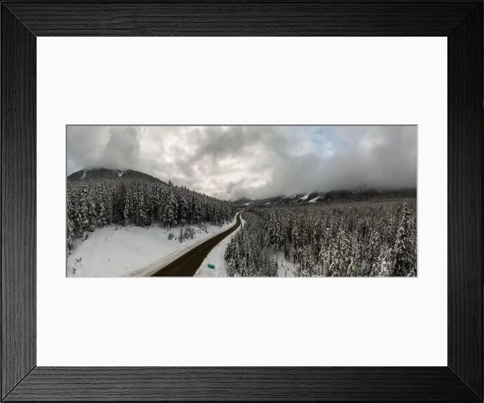 Framed Print : Aerial Panoramic Drone View of a beautiful Snow Covered Valley Framed Print : Aerial Panoramic Drone View of a beautiful Snow Covered Valley