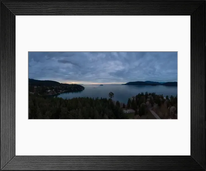 Framed Print : Aerial Panoramic view of a beautiful Canadian Landscape during a cloudy winter sunset Framed Print : Aerial Panoramic view of a beautiful Canadian Landscape during a cloudy winter sunset