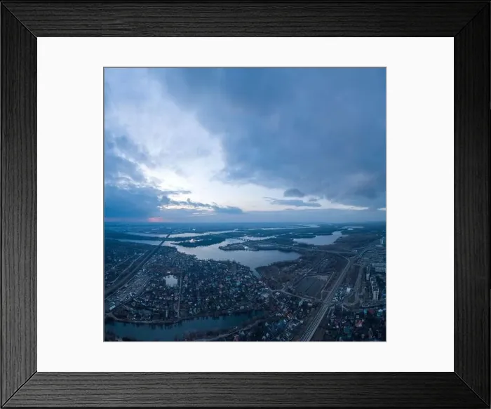 Framed Print : Beautiful panoramic aerial view of the Dnieper River and the North Bridge or Moscow Bridge from the left bank Framed Print : Beautiful panoramic aerial view of the Dnieper River and the North Bridge or Moscow Bridge from the left bank