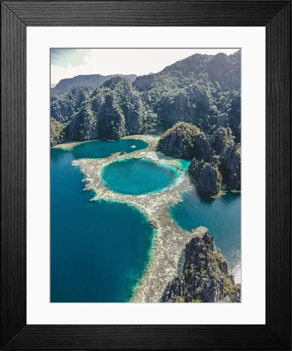 Framed Print : Aerial view of the Twin Lagoon in coron island, Palawan, Philippines Framed Print : Aerial view of the Twin Lagoon in coron island, Palawan, Philippines