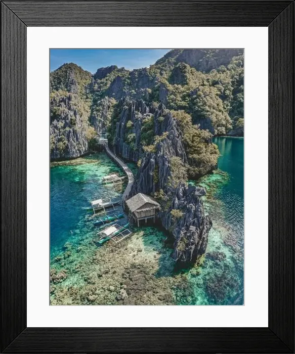 Framed Print : Aerial view of the Twin Lagoon in coron island, Palawan, Philippines Framed Print : Aerial view of the Twin Lagoon in coron island, Palawan, Philippines