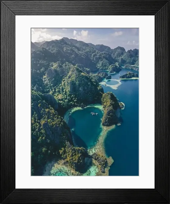 Framed Print : Aerial view of the Twin Lagoon in coron island, Palawan, Philippines Framed Print : Aerial view of the Twin Lagoon in coron island, Palawan, Philippines