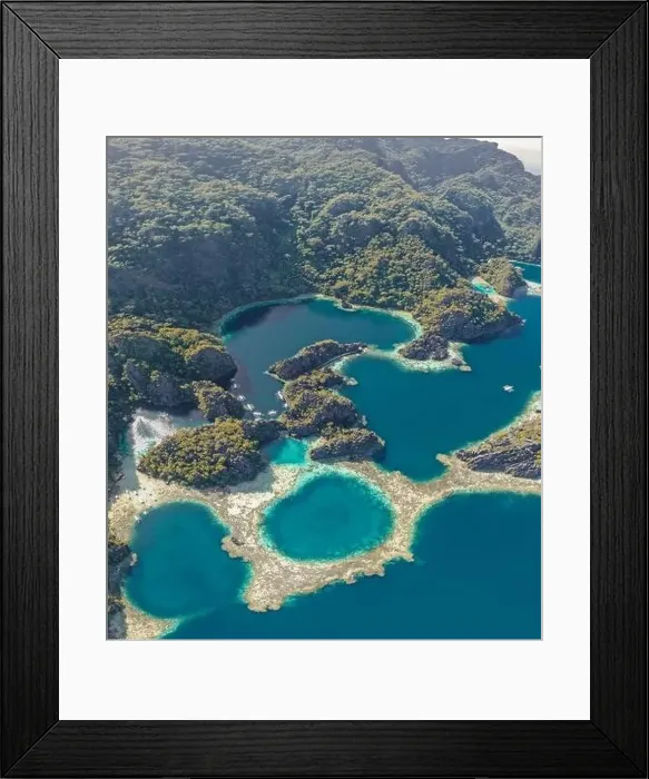 Framed Print : Aerial view of the Twin Lagoon in coron island, Palawan, Philippines Framed Print : Aerial view of the Twin Lagoon in coron island, Palawan, Philippines