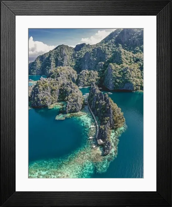 Framed Print : Aerial view of the Twin Lagoon in coron island, Palawan, Philippines Framed Print : Aerial view of the Twin Lagoon in coron island, Palawan, Philippines
