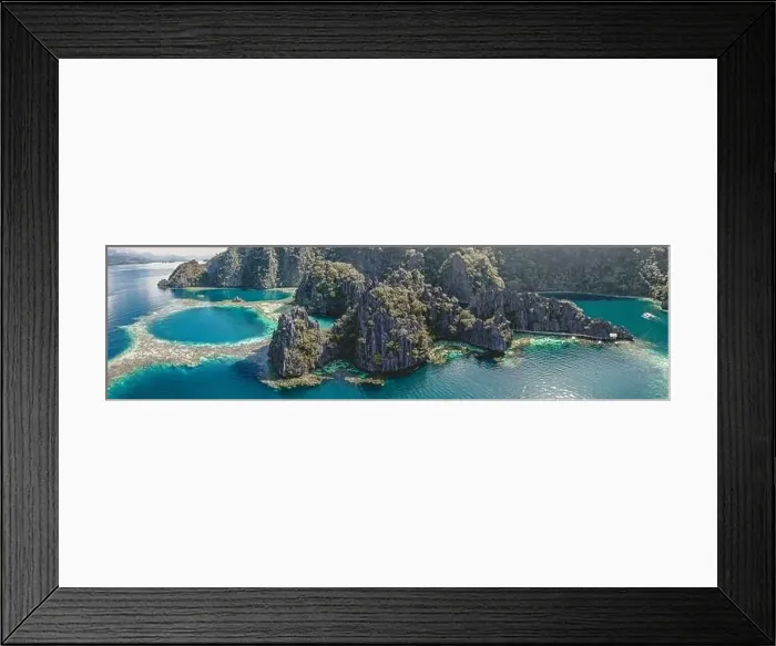 Framed Print : Aerial view of the Twin Lagoon in coron island, Palawan, Philippines Framed Print : Aerial view of the Twin Lagoon in coron island, Palawan, Philippines
