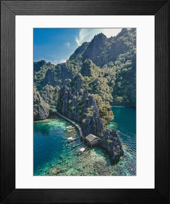 Framed Print : Aerial view of the Twin Lagoon in coron island, Palawan, Philippines Framed Print : Aerial view of the Twin Lagoon in coron island, Palawan, Philippines