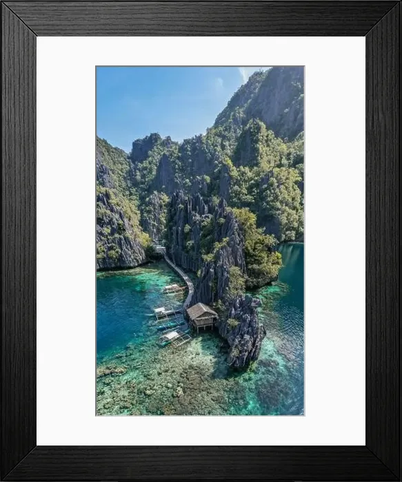 Framed Print : Aerial view of the Twin Lagoon in coron island, Palawan, Philippines Framed Print : Aerial view of the Twin Lagoon in coron island, Palawan, Philippines