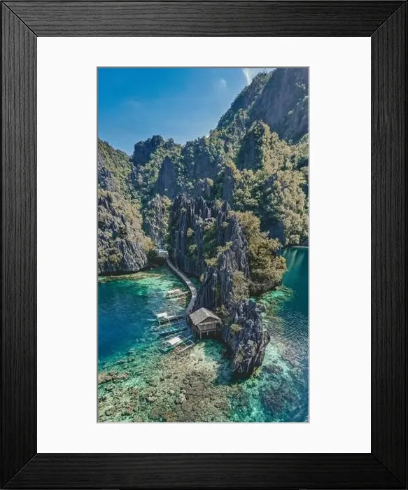 Framed Print : Aerial view of the Twin Lagoon in coron island, Palawan, Philippines Framed Print : Aerial view of the Twin Lagoon in coron island, Palawan, Philippines