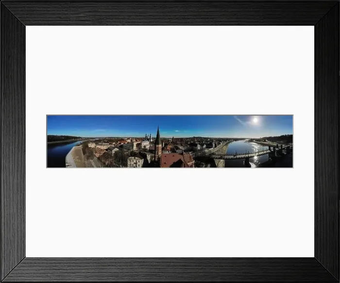 Framed Print : Aerial view of Kaunas downtown and Vytautas the Great church in Lithuania