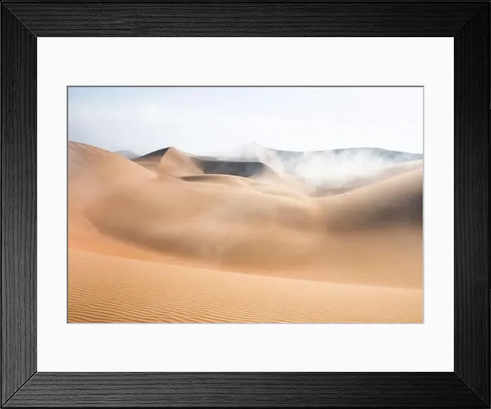 Framed Print : Dense fog covering desert landscape early winter morning. Liwa desert, Abu Dhabi, United Arab Emirates Framed Print : Dense fog covering desert landscape early winter morning. Liwa desert, Abu Dhabi, United Arab Emirates