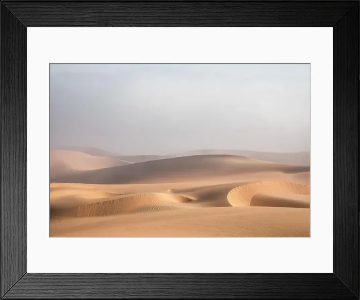 Framed Print : Dense fog covering desert landscape early winter morning. Liwa desert, Abu Dhabi, United Arab Emirates Framed Print : Dense fog covering desert landscape early winter morning. Liwa desert, Abu Dhabi, United Arab Emirates