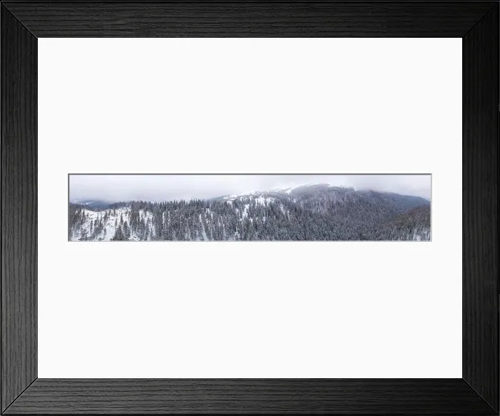 Framed Print : Fabulous snow-covered panorama of spruce trees growing on the mountain slopes in winter in cloudy foggy weather Framed Print : Fabulous snow-covered panorama of spruce trees growing on the mountain slopes in winter in cloudy foggy weather