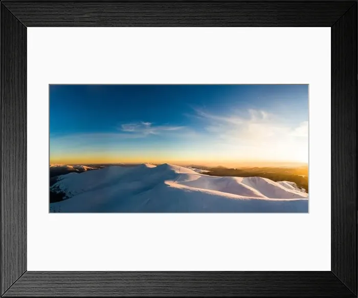 Framed Print : Stunning winter mountain panorama of the ski resort on a sunny winter frosty day Framed Print : Stunning winter mountain panorama of the ski resort on a sunny winter frosty day