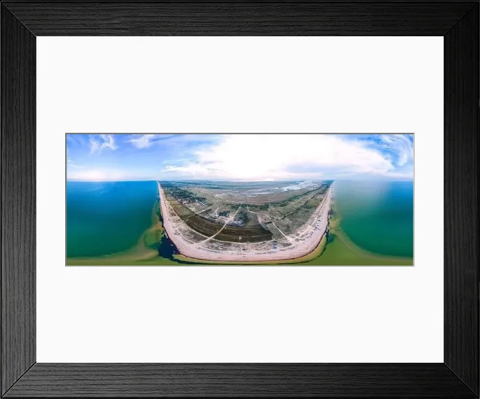 Framed Print : Three hundred and sixty degrees panorama of the blue sea and sunny sky of the coastal area on a hot summer sunny day