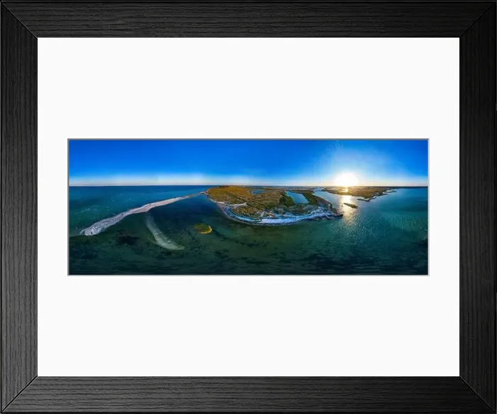 Framed Print : Three hundred and sixty degrees panorama of the blue sky of the clear sea and coast during sunset Framed Print : Three hundred and sixty degrees panorama of the blue sky of the clear sea and coast during sunset