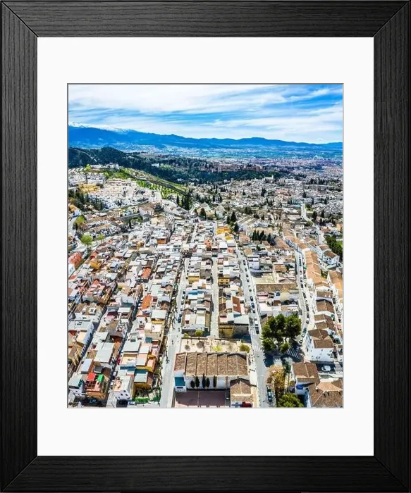Framed Print : Granada city-Alhambra. Panoramic aerial drone view. Spain Andalusia Framed Print : Granada city-Alhambra. Panoramic aerial drone view. Spain Andalusia