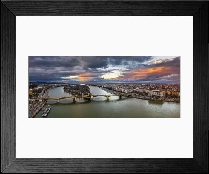 Framed Print : Budapest, Hungary - Aerial panoramic drone view of Margaret Bridge (Margit Hid) and Margaret Island (Margit-sziget) Framed Print : Budapest, Hungary - Aerial panoramic drone view of Margaret Bridge (Margit Hid) and Margaret Island (Margit-sziget)