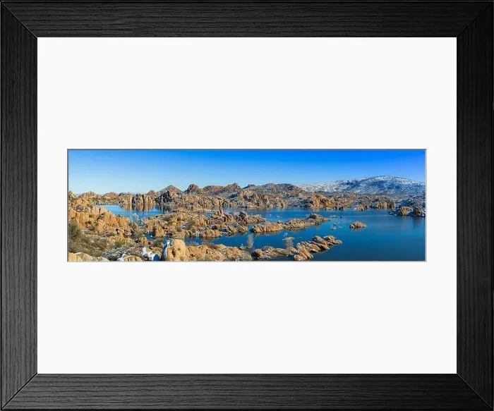 Framed Print : A panoramic winter image of Watson Lake in Prescott Arizona with the Granite Dells taken by a drone Framed Print : A panoramic winter image of Watson Lake in Prescott Arizona with the Granite Dells taken by a drone